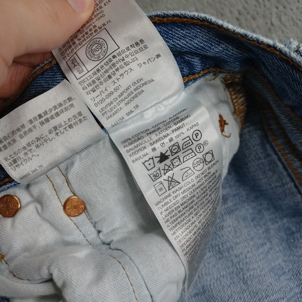 Levis 501 Jeans Mens 36x30 Blue Denim Classic Straight Button Fly Distressed